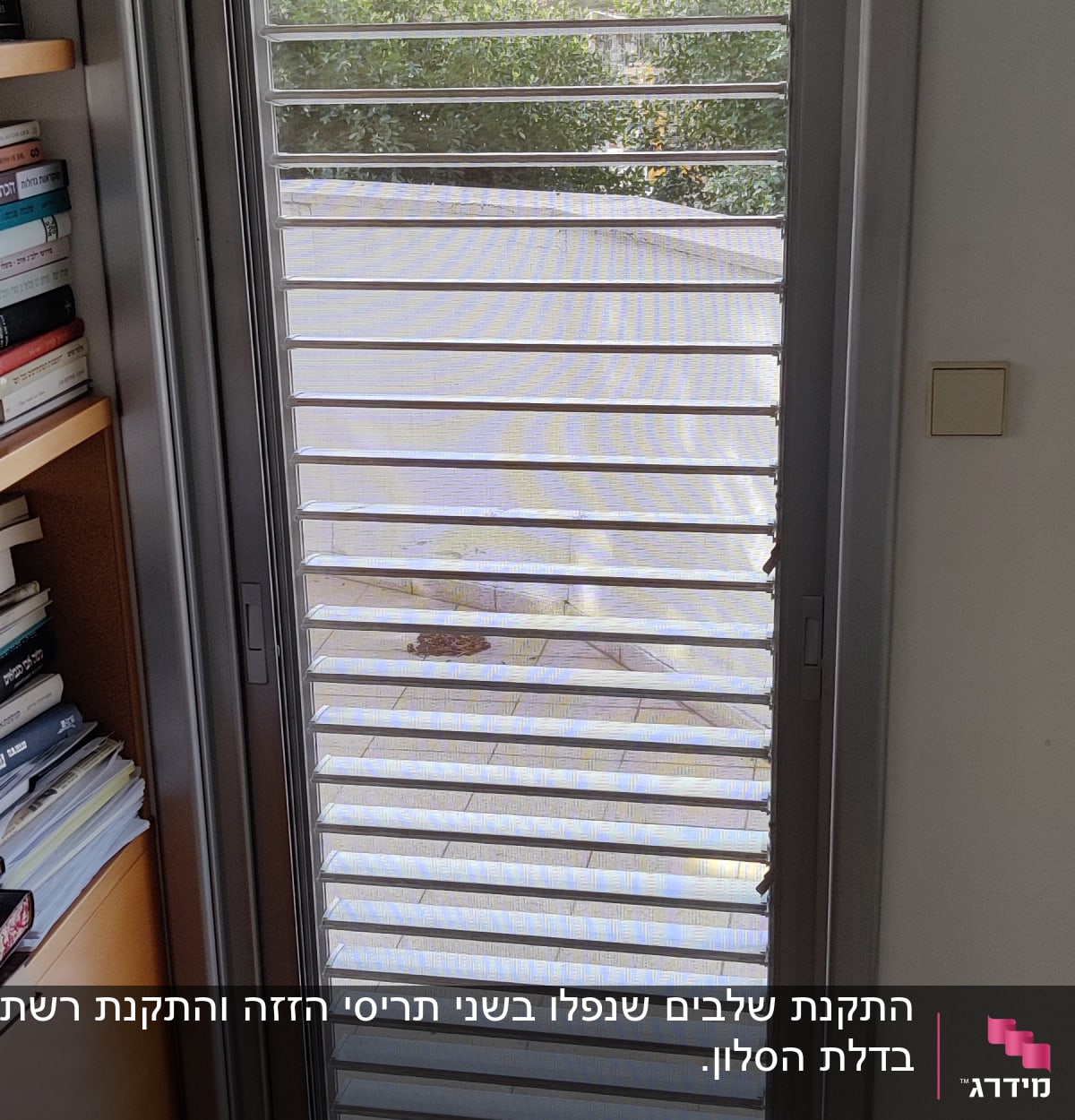 דלת אלומיניום עם תריסים אופקיים